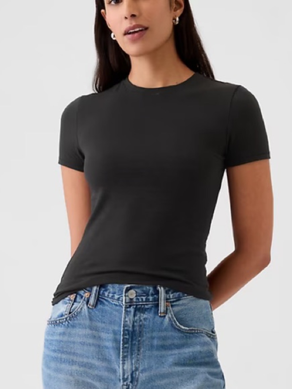 Black Crewneck Short-Sleeve Tee